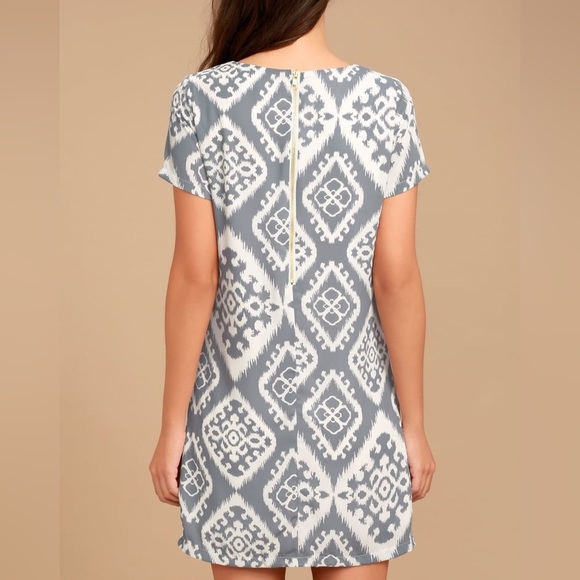 Lulus Give me a Print dress in Slate, Medium - Picture 3 of 10